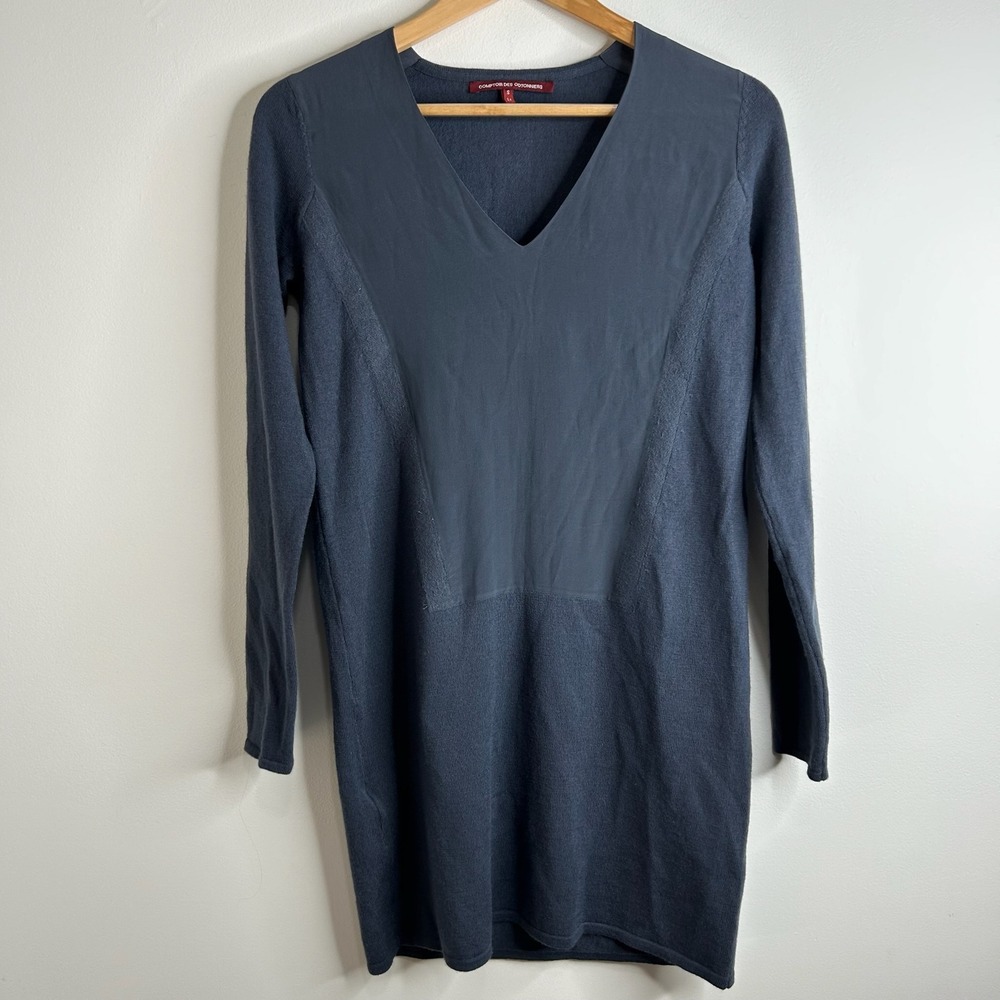 Comptoir des Cotonniers Charcoal V Neck Sweater Dress Size S Wool Silk Designer